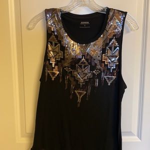 EXPRESS Top with Gold Tribal Accents